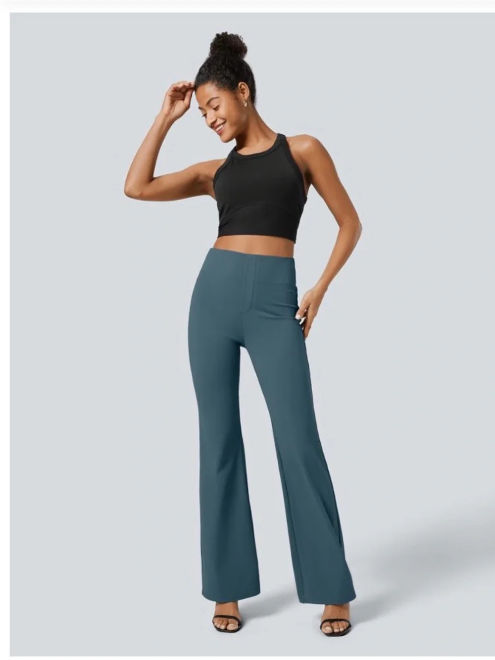 HALARA High-Waist Flared Pants in Slate Blue XS Tall *free Halara Scrunchie